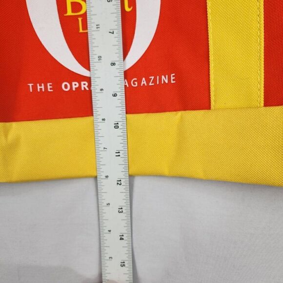 The Oprah Magazine Live Your Best Life Orange and Yellow Canvas Tote NWOT - Picture 4 of 6